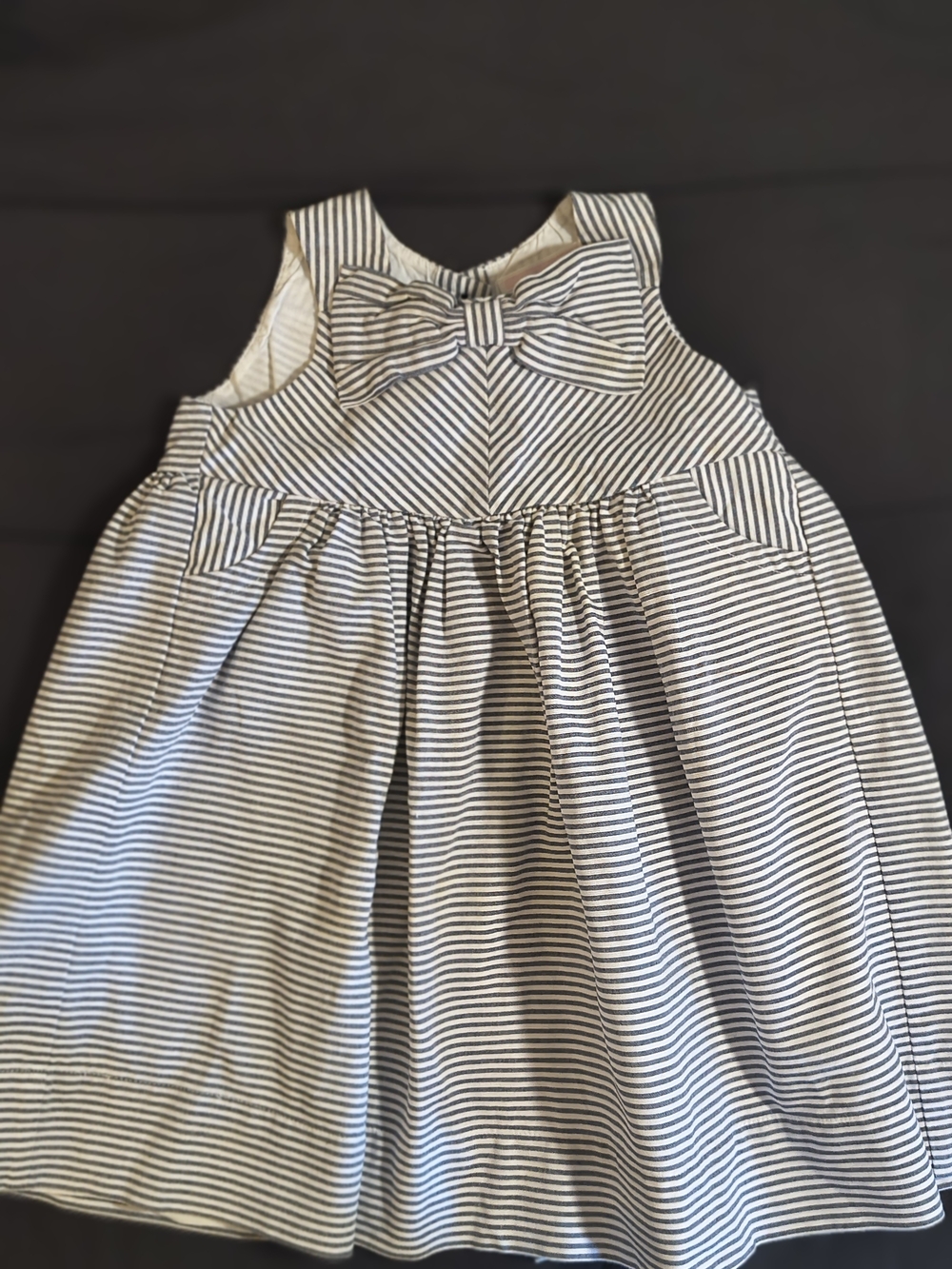 Janie and Jack Black & White Striped Bow-Front Dress